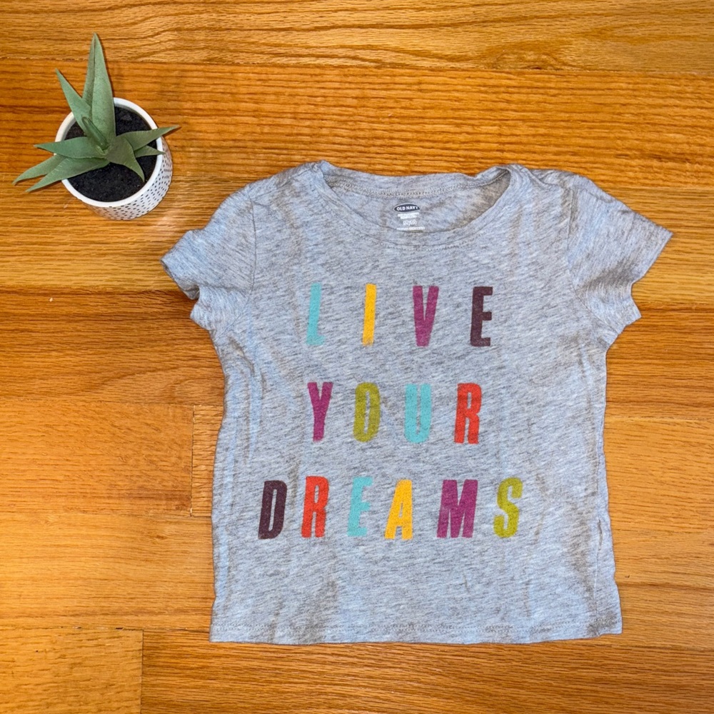 4/$21 3T Old Navy Kids Graphic Tee - Gray with Multicolor Print